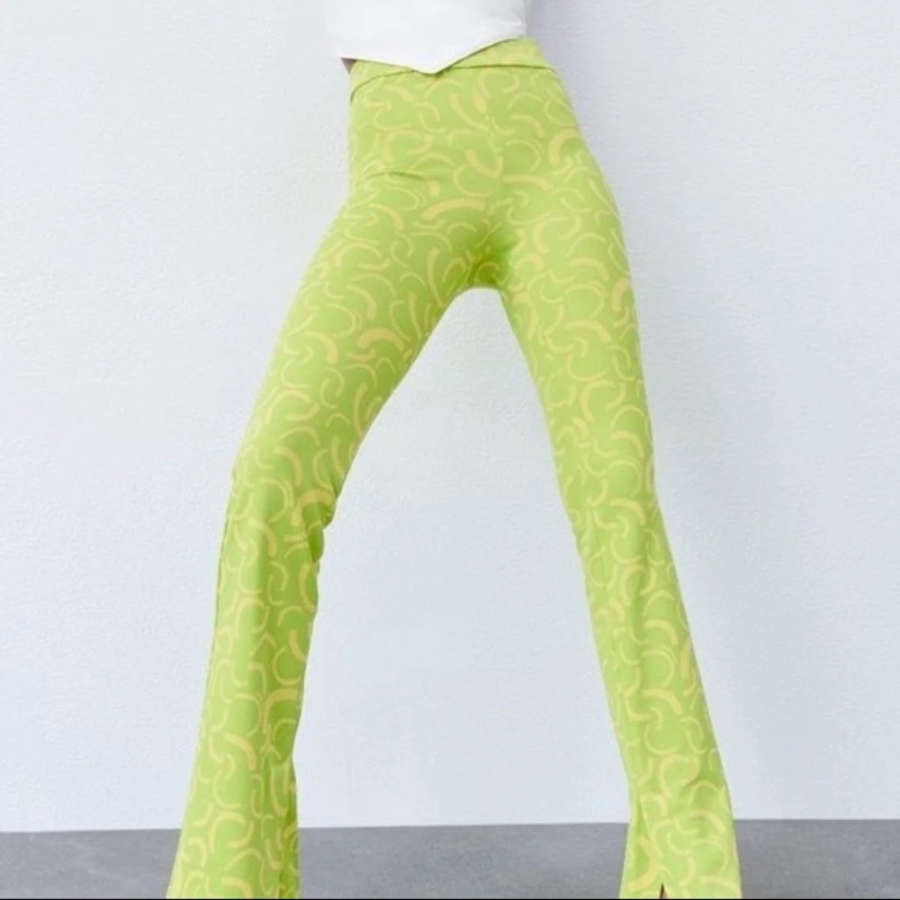 NWT Groovy Zara Flare Fitted Pants in groovy neon shades and pattern